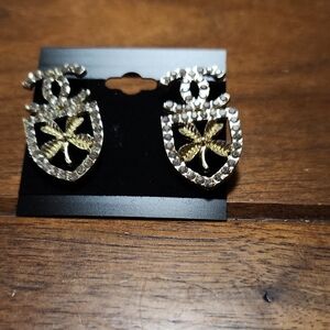 Fashion Jewelry Gold and Silver Shield Earrings